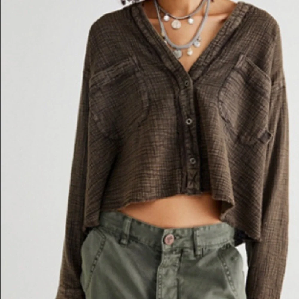 Free People Leanne Cropped Shirt - Picture 1 of 5
